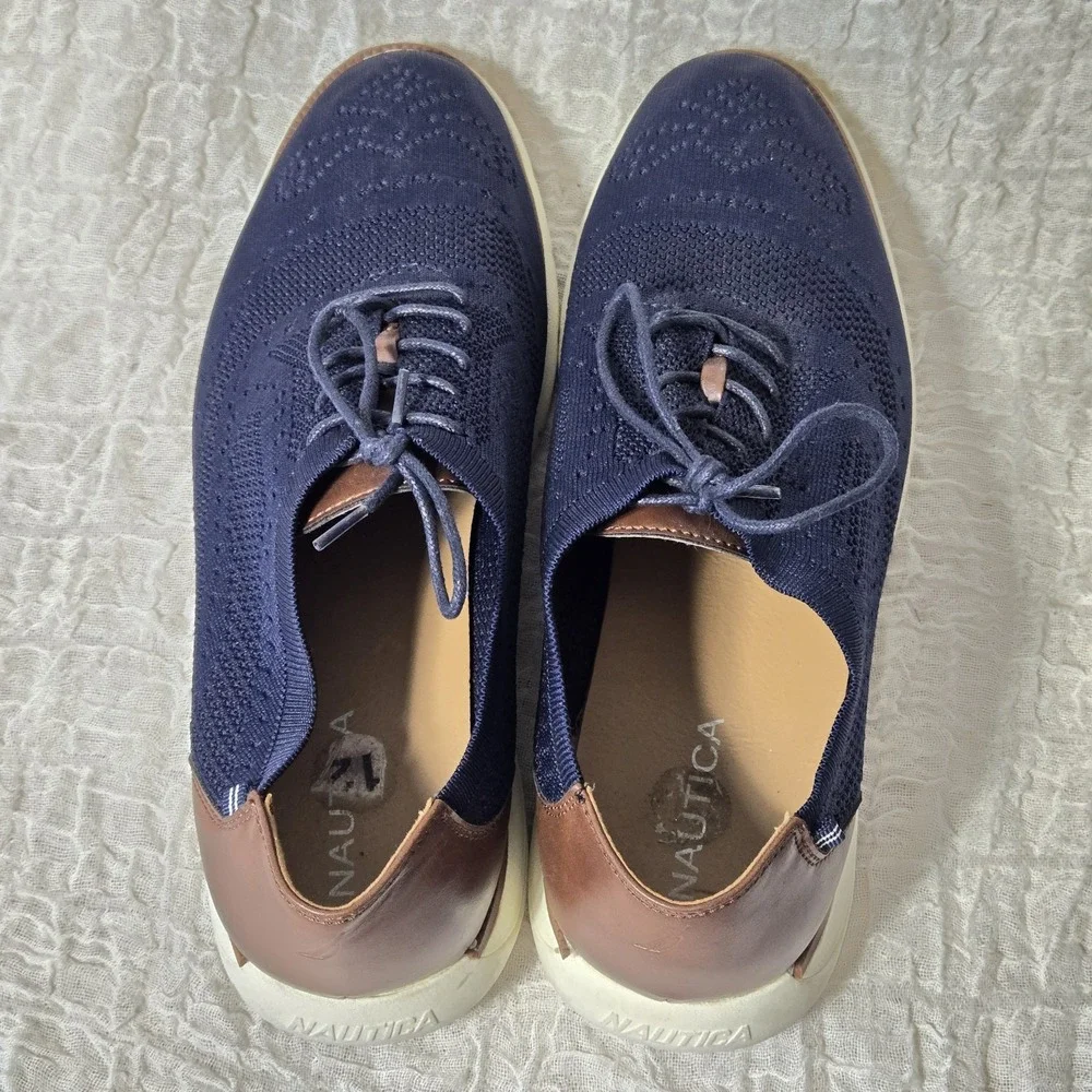 Nautica Knit Oxfords Men's Size 12 M Lace Up Navy Blue Lightweight Preppy Casual